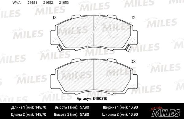 Колодки тормозные honda accord 91-98/cr-v 95-02 передние - Miles E400218