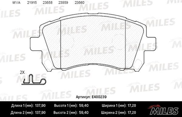 Колодки тормозные subaru forester 97>02/legacy 96>03/outback 00>03 передние - Miles E400239
