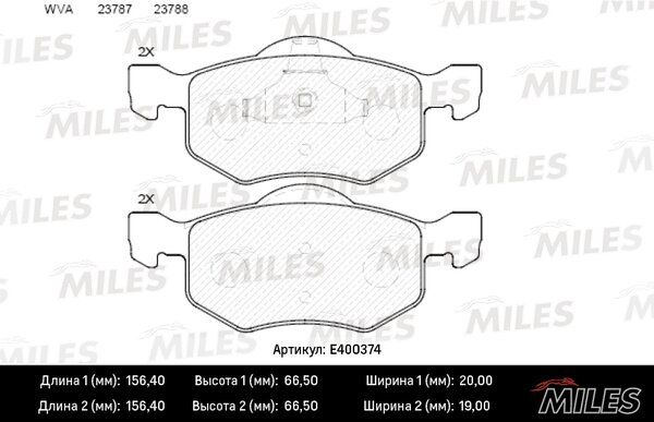 Колодки тормозные ford maverick 03>/mazda tribute 00>передние - Miles E400374