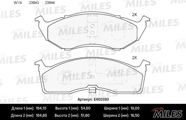 Колодки тормозные chrysler 300m/voyager/dodge caravan передние - Miles E400393