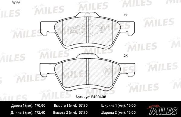 Колодки тормозные ford maverick/mazda tribute 2.4-3.0 04- передние - Miles E400406