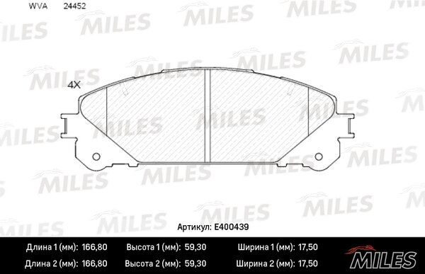 Колодки тормозные lexus RX 09-/toyota highlander 07- передние - Miles E400439