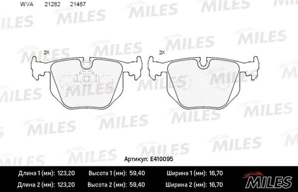 Колодки тормозные дисковые | зад | - Miles E410095