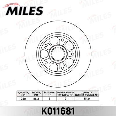Диск тормозной renault megane iii/fluence задний СБ c подш. - Miles K011681