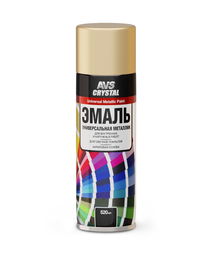 Эмаль металлик универсальная золото 520 мл (аэрозоль) avk-512 - AVS A07134S
