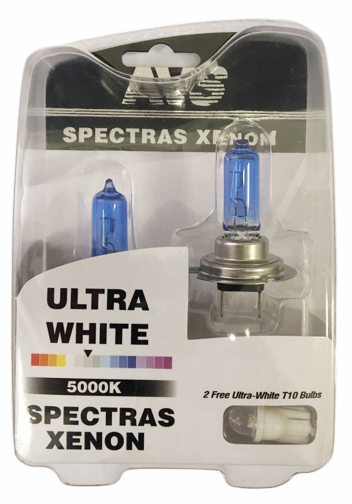 Комплект ламп накаливания spectras Xenon 5000k H7 12V 75w, комплект 2+2 (t-10) шт. - AVS A07250S