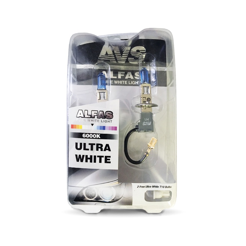 Комплект ламп накаливания alfas Pure-White 6000к H3 12V 85w, комплект 2+2 (t-10) шт. - AVS A07243S