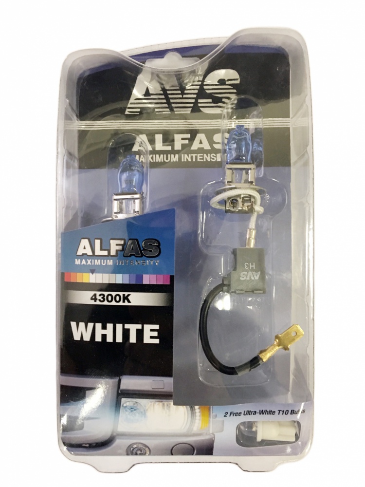 Комплект ламп накаливания alfas Maximum Intensity 4300к H3 24V 85w, комплект 2+2 (t-10) шт. - AVS A07240S