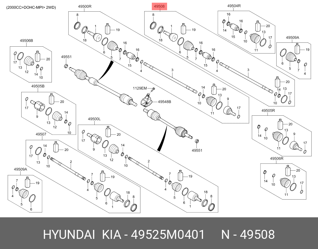 Шрус наружный | перед прав/лев | - Hyundai/Kia 49525-M0401