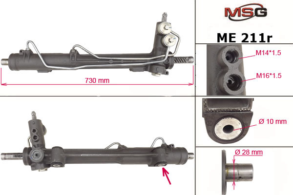 Рулевая рейка с ГУР восстановленная Mercedes m w163 1998-2002 - MSG Rebuilding ME211R