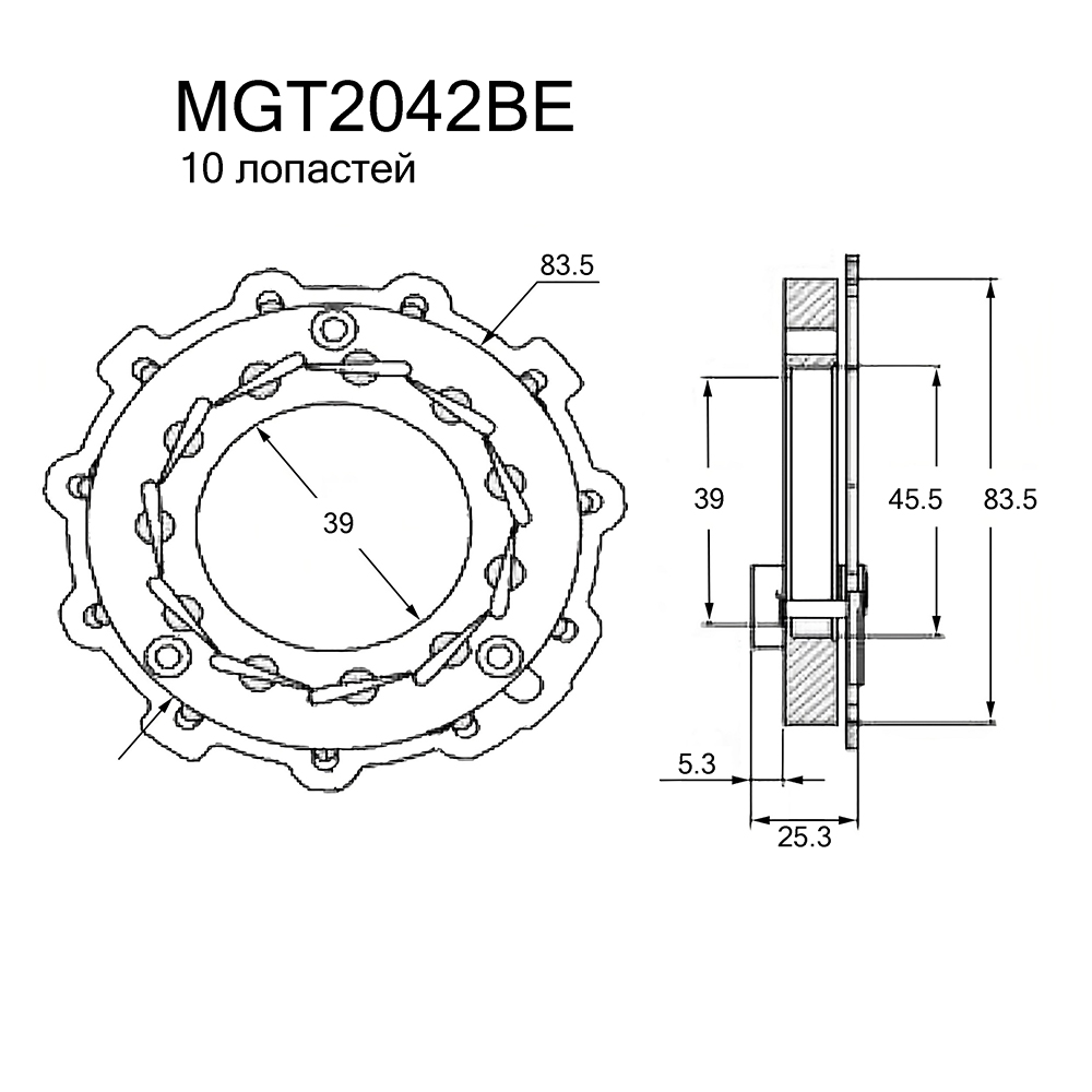 Геометрия турбокомпрессора - Krauf MGT2042BE