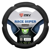Оплетка руля m d37-39см PSV race super кожа, черный, спонж - PSV 130504