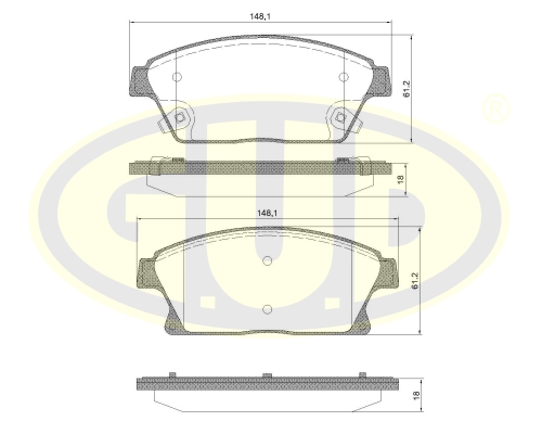 Колодки тормозные дисковые | перед | - GUD GBP143102