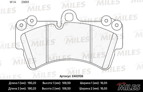Колодки тормозные audi q7/volkswagen touareg/porcshe cayenne 02> R18 передние - Miles E400106