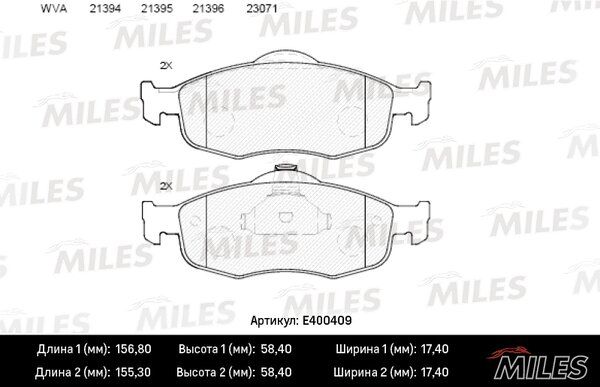 Колодки тормозные ford scorpio 2.5t/2.9 94>98/mondeo 92>/96>00 без датч.передние - Miles E400409