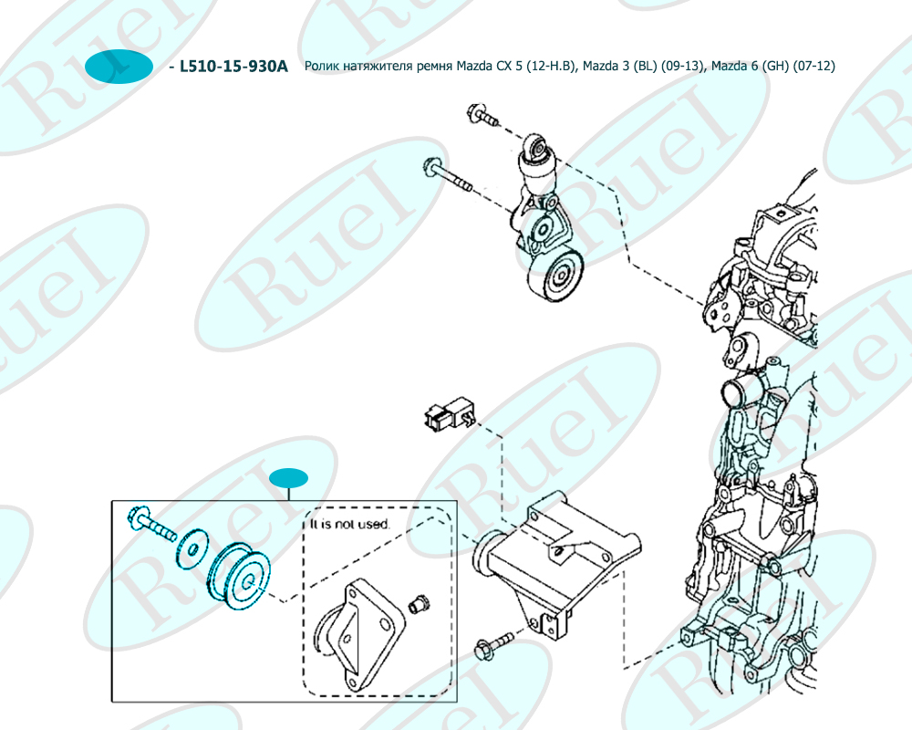 Ролик натяжителя ремня mazda cx 5 (12-н.в), mazda 3 (bl) (09-13), mazda 6 (gh) (07-12) - Ruei RUEI31515