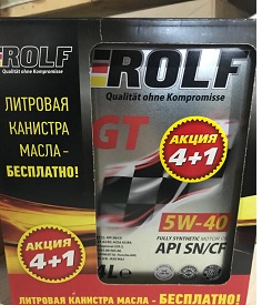 GT синт. 5w40 4л sn/cf (4шт/уп) железо Акция 4л+1 в - ROLF 322405