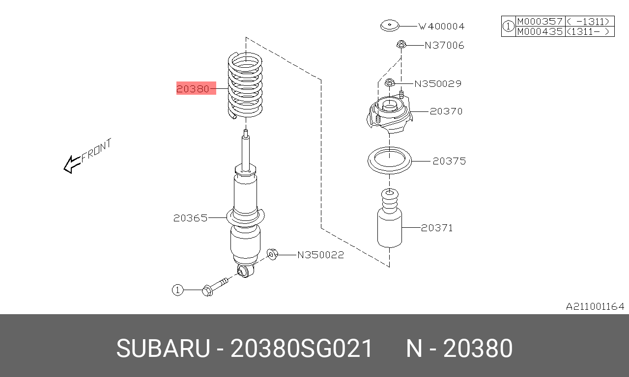 Пружина ходовой части - Subaru 20380SG021