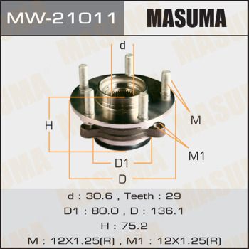 Ступичный узел masuma front qashqai / j10e | перед лев | - Masuma MW-21011