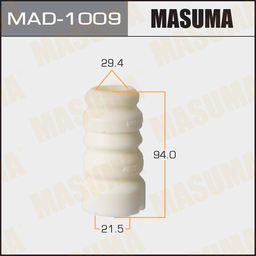 Отбойник амортизаторов masuma, 21.5x29.4x94, camry, es300/ acv40l, mcv30l | перед | - Masuma MAD-1009
