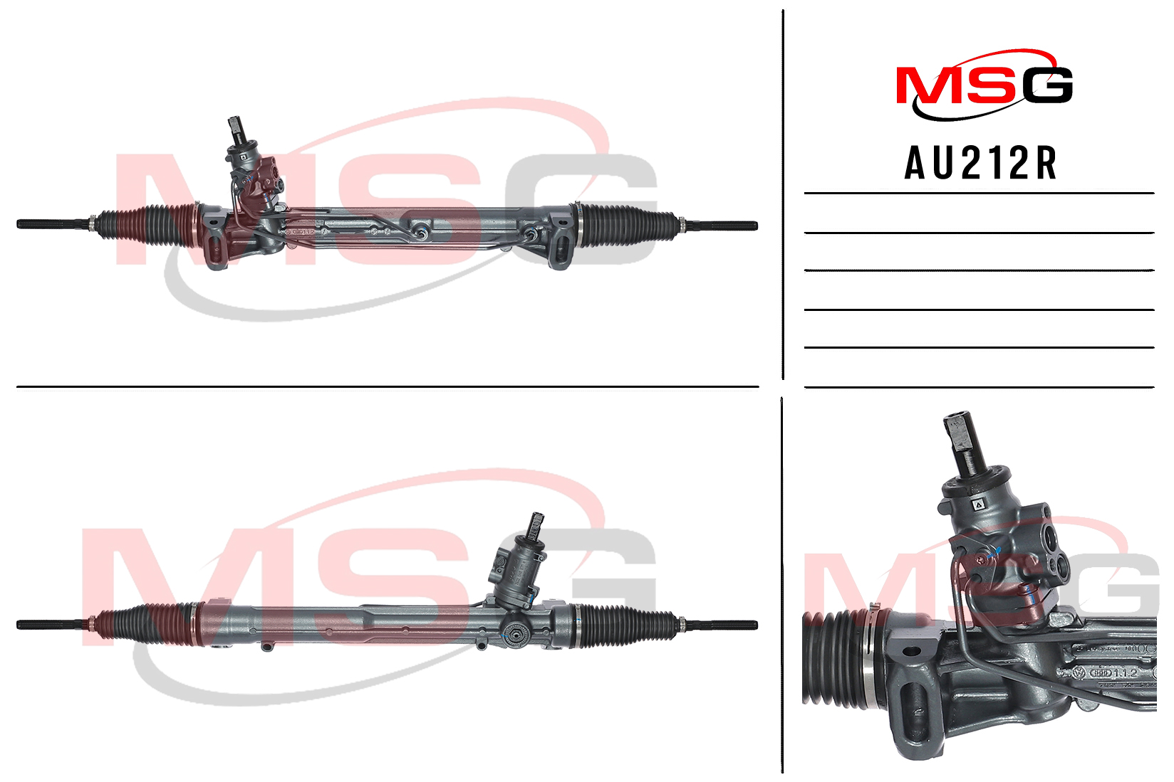 Рейка рулевая с ГУР audi A4 11.07-01.01audi A4 Allroad 04.09-01.01audi A4 Avant 04.08-01 MSG au212r - MSG AU212R