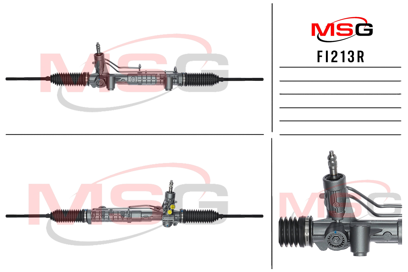 Рейка рулевая с ГУР fiat palio Weekend (178dx) 01-,strada (178e) 99- MSG fi213r - MSG FI213R