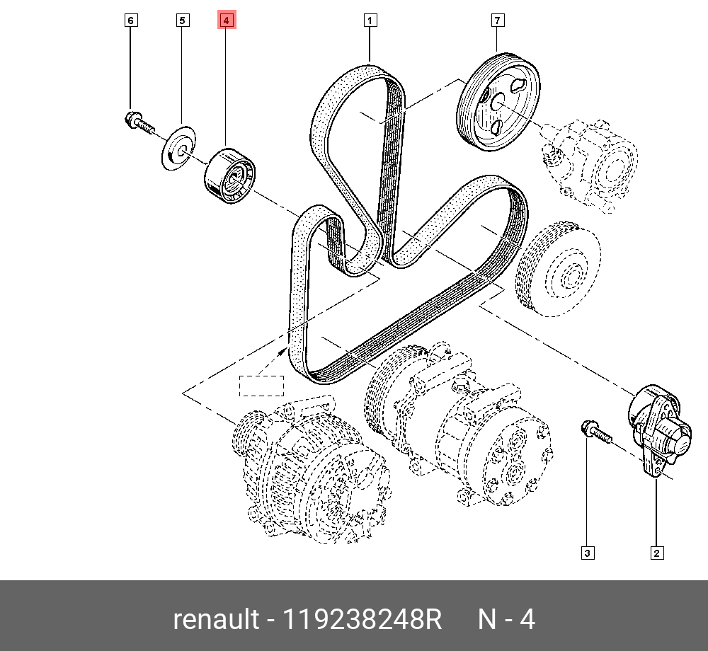 Ролик обводной приводного ремня  - Renault 119238248R