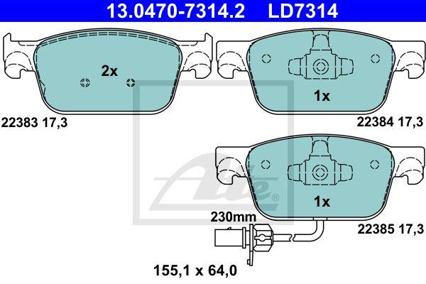 Brake Pad Set - ATE 13.0470-7314.2