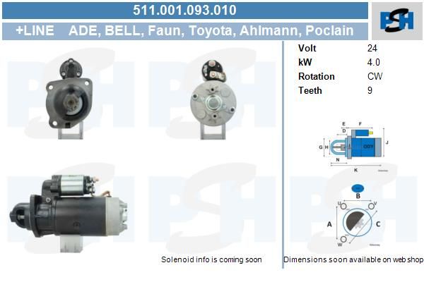Starter - BV PSH 511.001.093.010