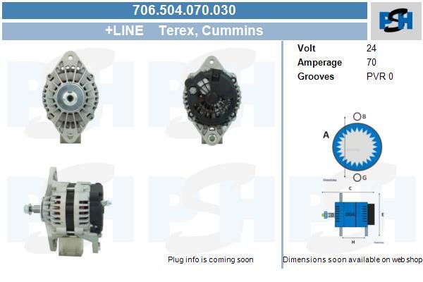 Alternator - BV PSH 706.504.070.030