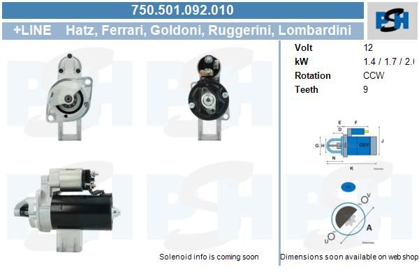 Starter - BV PSH 750.501.092.010