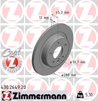 Brake Disc | зад | - Zimmermann 430.2649.20