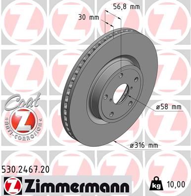 Brake Disc | перед | - Zimmermann 530.2467.20