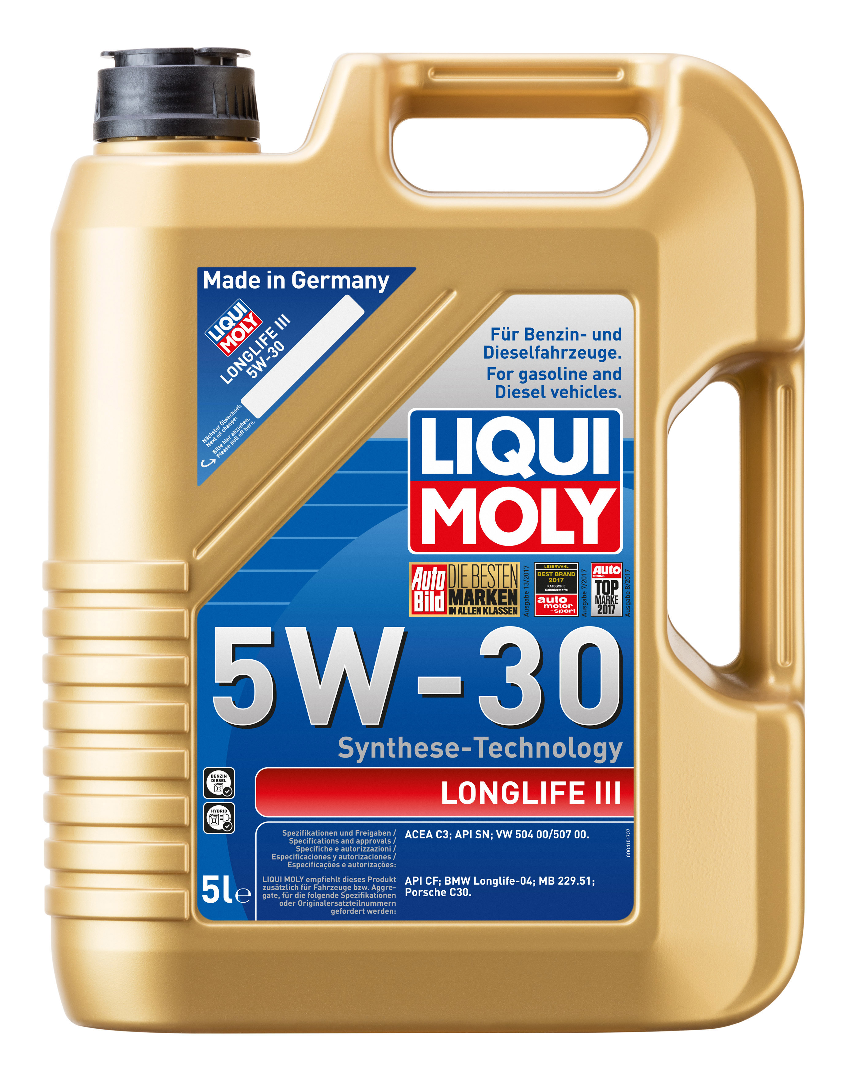 Масло моторное синтетическое Longlife III 5w-30 , 5л - Liqui Moly 20822
