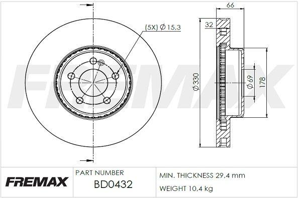 Brake Disc | перед | - FREMAX BD-0432
