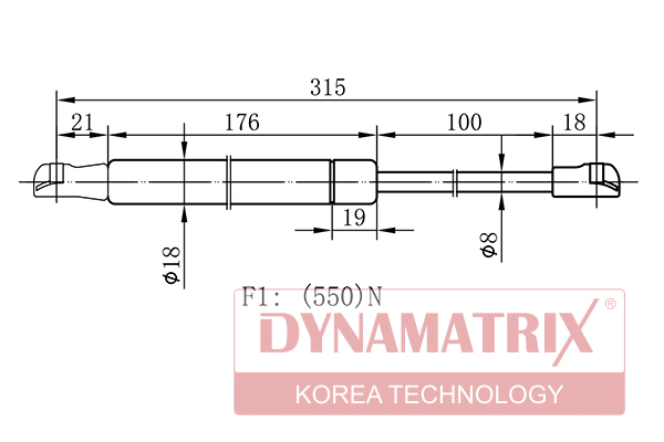 Амортизатор багажника - DYNAMATRIX DGS017353