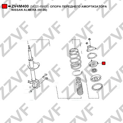 Опора переднего амортизатора nissan almera (00-06) | прав/лев | - ZZVF ZV4M400