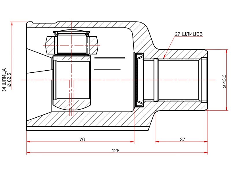 Шрус внутренний правый 34x43.2x27 | перед прав | - SAT GM-777