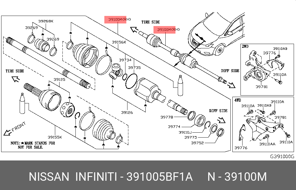 Привод в сборе | перед | - Nissan 39100-5BF1A