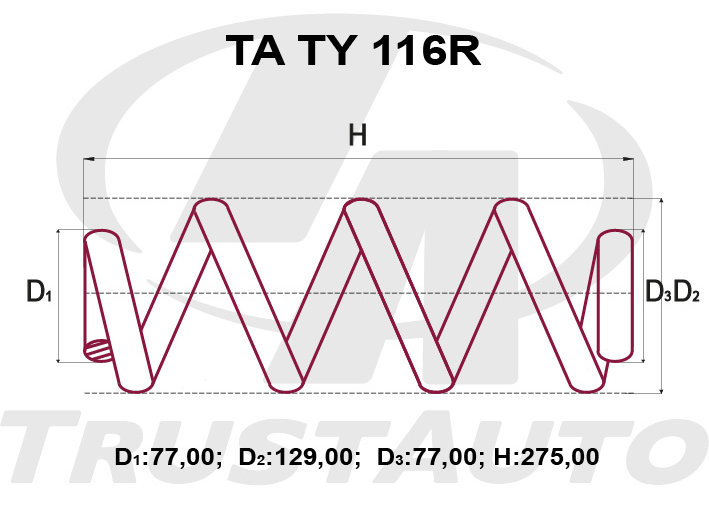 Пружина подвески RR усиленная Rush j200 - TRUSTAUTO TATY116R