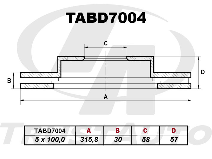 Диск тормозной (315,8x30x58x57x5) FR legacy BXX - TRUSTAUTO TABD7004
