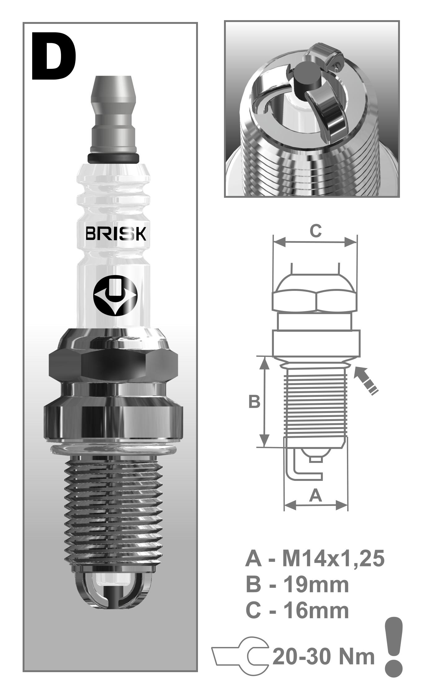 Свеча зажигания  2110 dr15тc-1 16кл инжектор 3-х электродные (ком-т 4шт) блистер - Brisk DR15ТC1