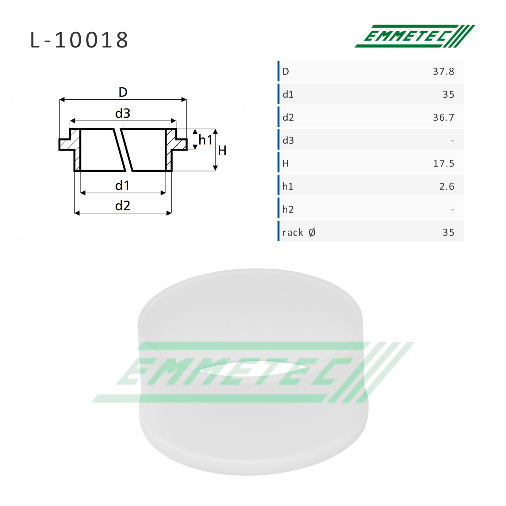 Втулка уплотнительная на вал диаметром 35мм Toyota Land Cruiser 100 1998-2002, Lexus LX 470 - Emmetec L-10018
