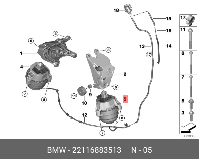 Подушка двигателя - BMW 22 11 6 883 513