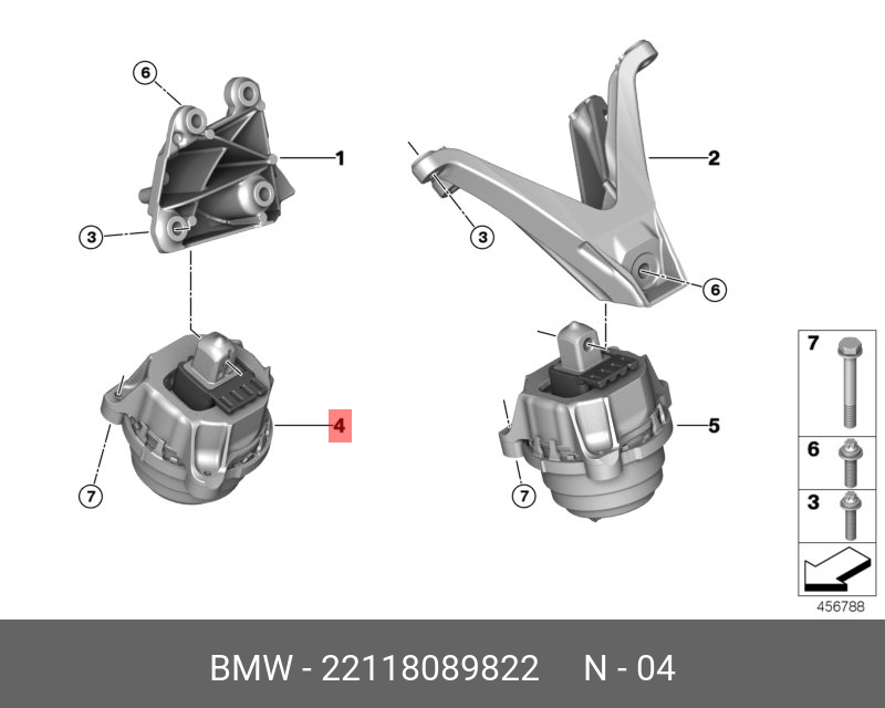 Подушка двигателя - BMW 22 11 8 089 822