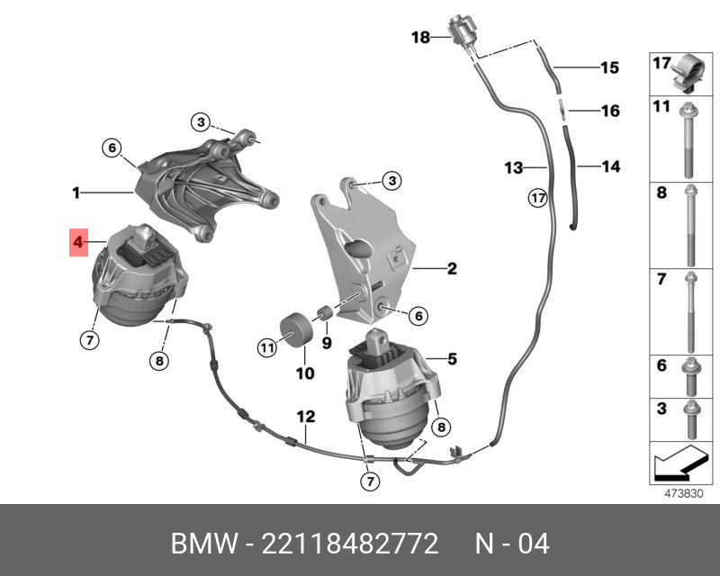 Подушка двигателя - BMW 22 11 8 482 772