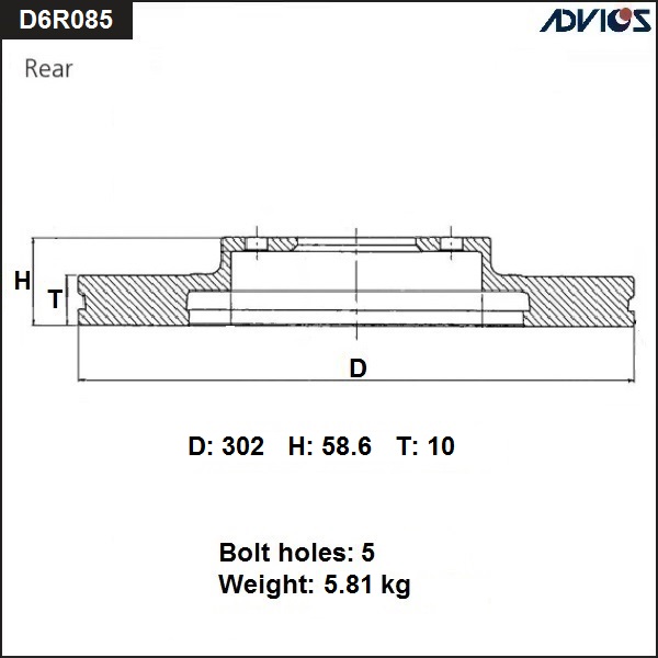 Диск тормозной - ADVICS D6R085B