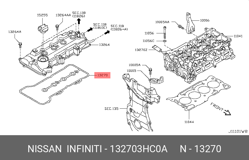 Прокладка крышки клапанов - Nissan 13270-3HC0A