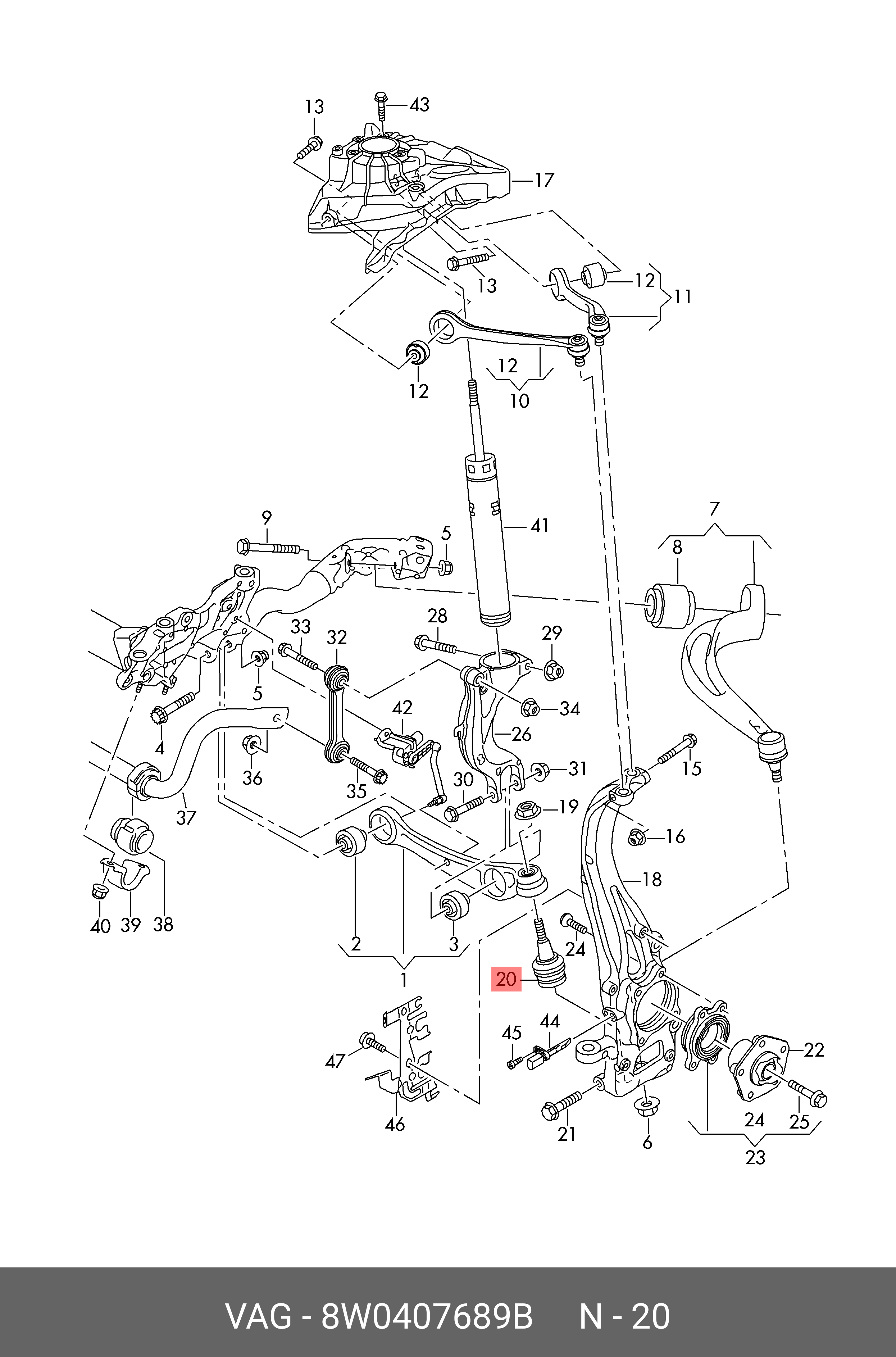 Опора шаровая подвески - Porsche 8W0407689B