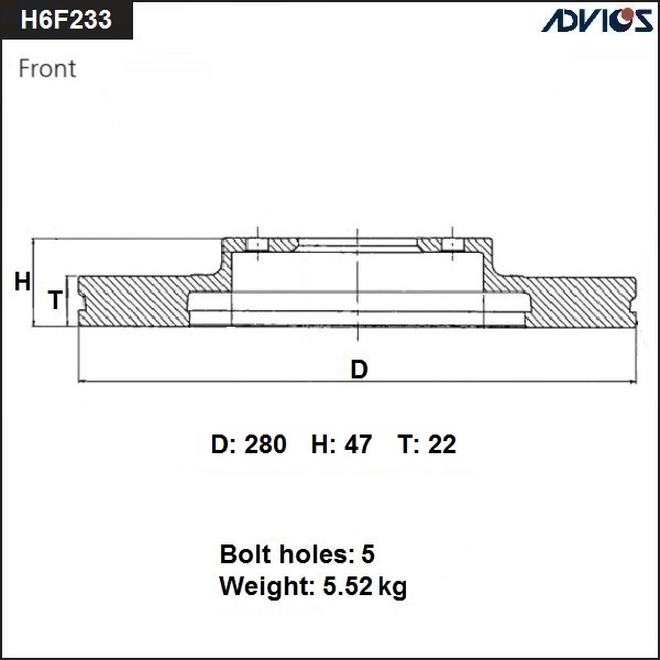 Диск тормозной - ADVICS H6F233B